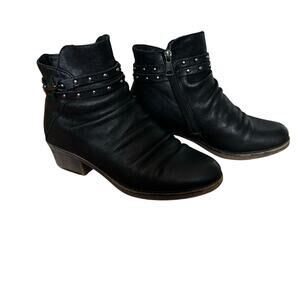 Propet  Black Leather Ankle Boot Roxie Bootie Size 7 W WFX135L
